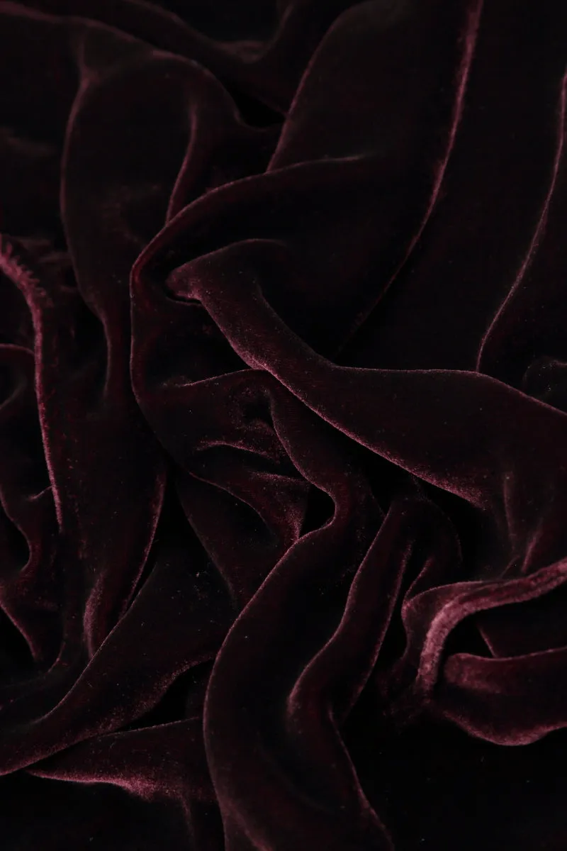 A-Line Merlot Silk Velvet Dress