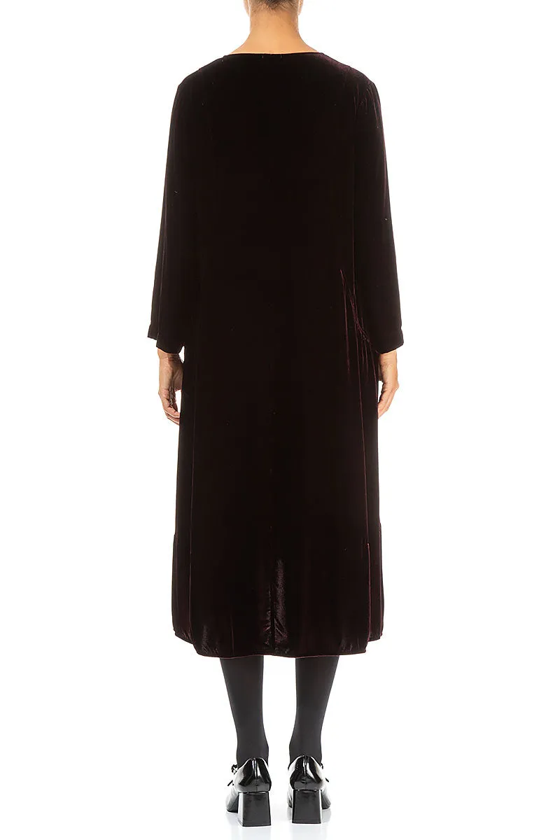 A-Line Merlot Silk Velvet Dress