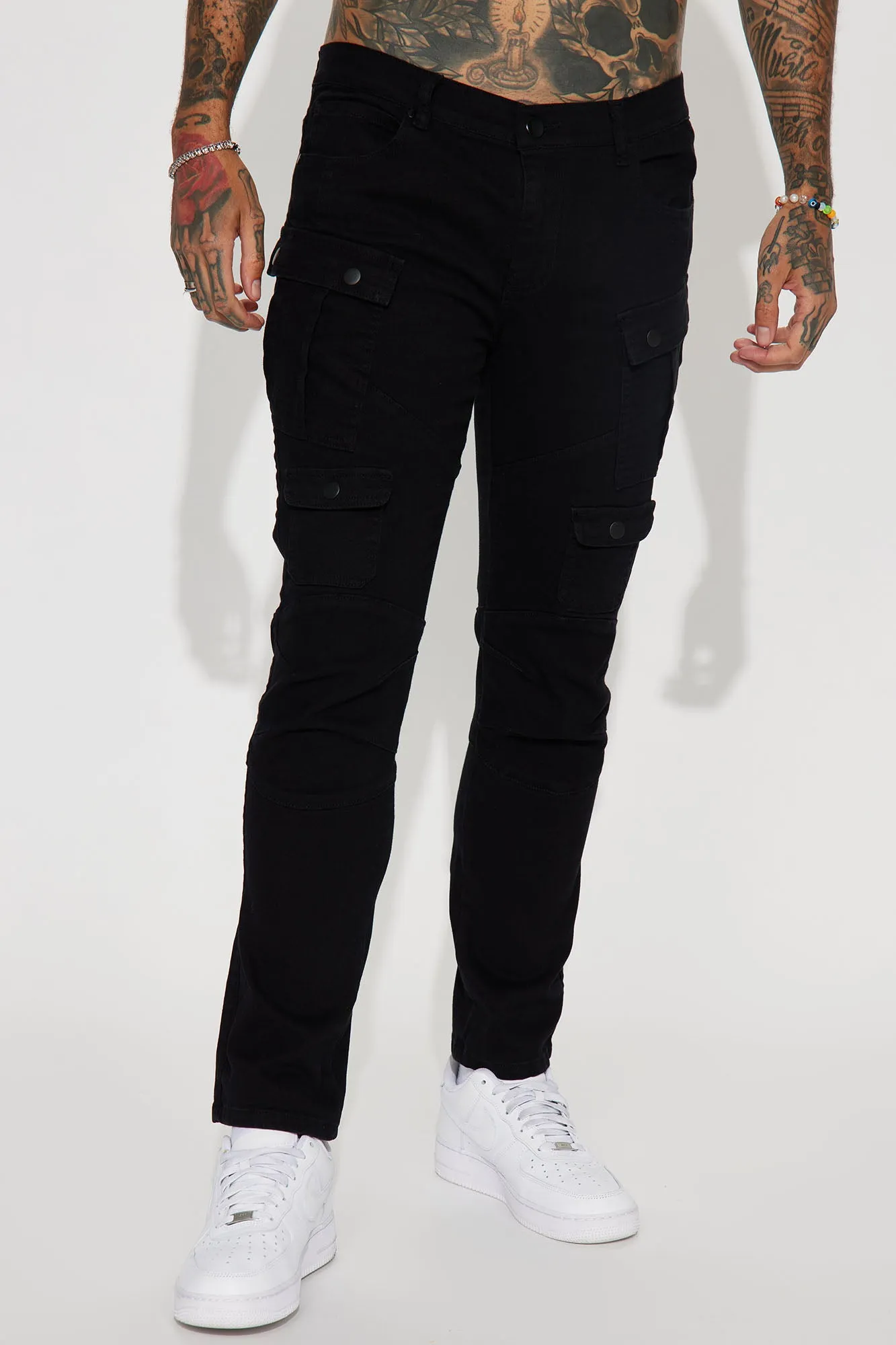 Always On The Go Cargo Skinny Jeans - Black