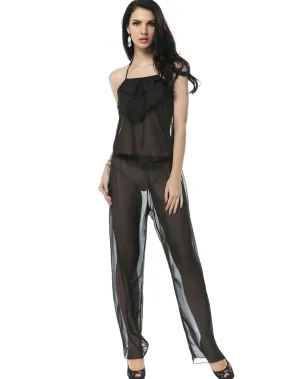 Beauty Chiffon Babydoll and Pant - Black