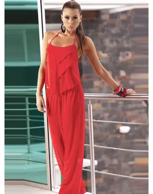 Beauty Chiffon Babydoll and Pant - Red