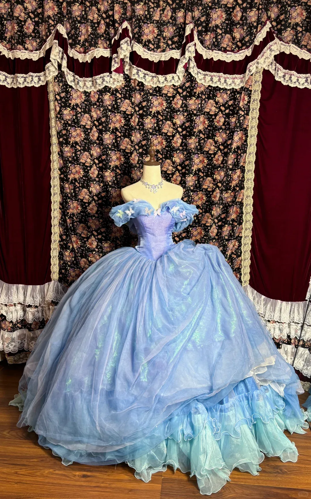 Blue Off Shoulder A-Line Chiffon Princess Evening Gowns Birthday Ball Gowns, D1153