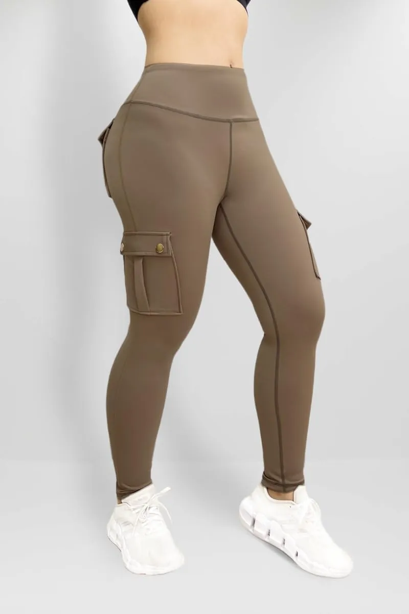 Cargo Leggings for Women Solid Camo Butt Lifting Leggings High Waist Tummy Control Running Yoga Pants Elastic Trousers