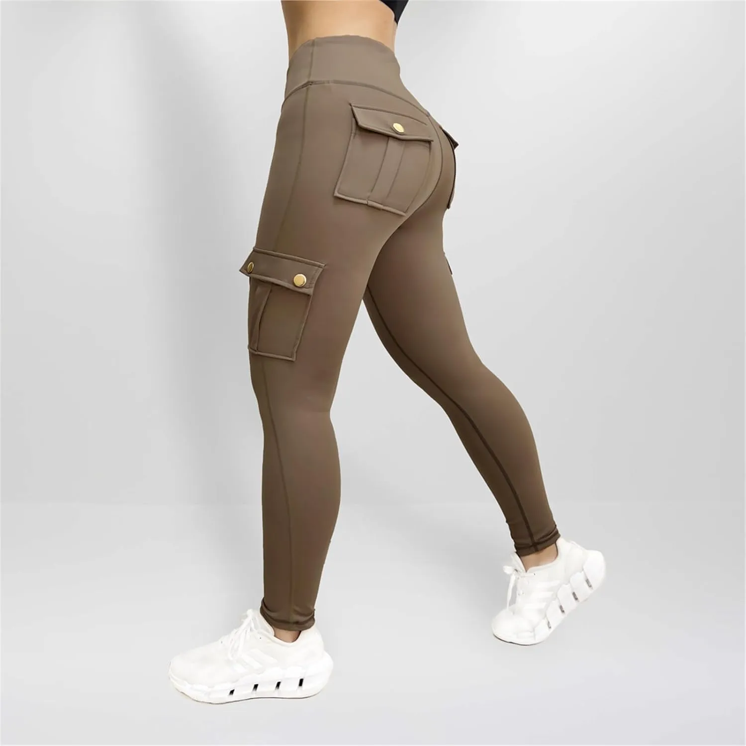 Cargo Leggings for Women Solid Camo Butt Lifting Leggings High Waist Tummy Control Running Yoga Pants Elastic Trousers