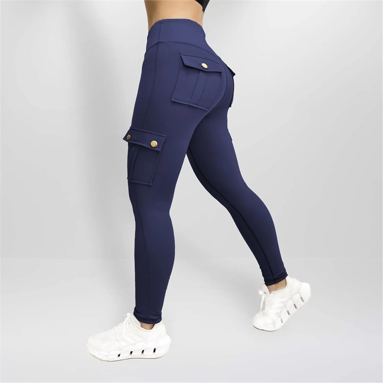 Cargo Leggings for Women Solid Camo Butt Lifting Leggings High Waist Tummy Control Running Yoga Pants Elastic Trousers