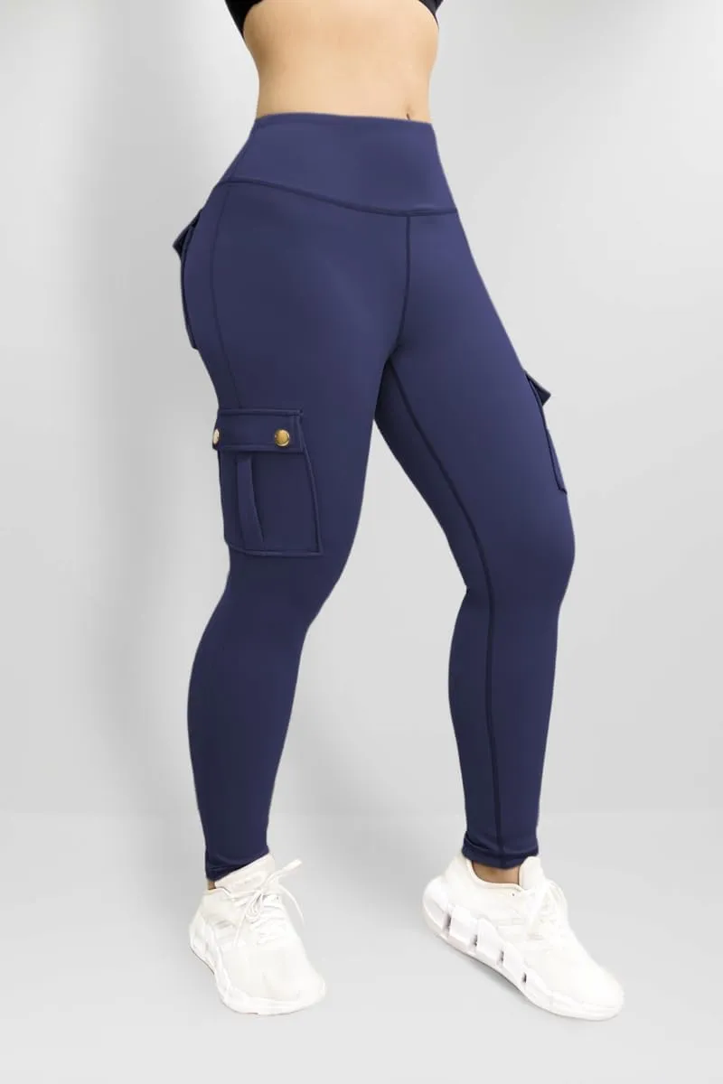 Cargo Leggings for Women Solid Camo Butt Lifting Leggings High Waist Tummy Control Running Yoga Pants Elastic Trousers