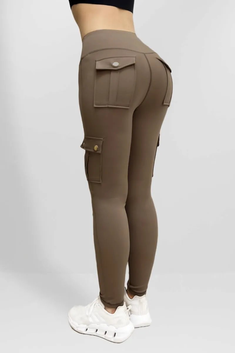 Cargo Leggings for Women Solid Camo Butt Lifting Leggings High Waist Tummy Control Running Yoga Pants Elastic Trousers
