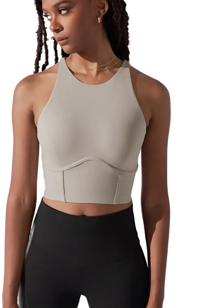 Cleo Corset Crop Bralette - Taupe