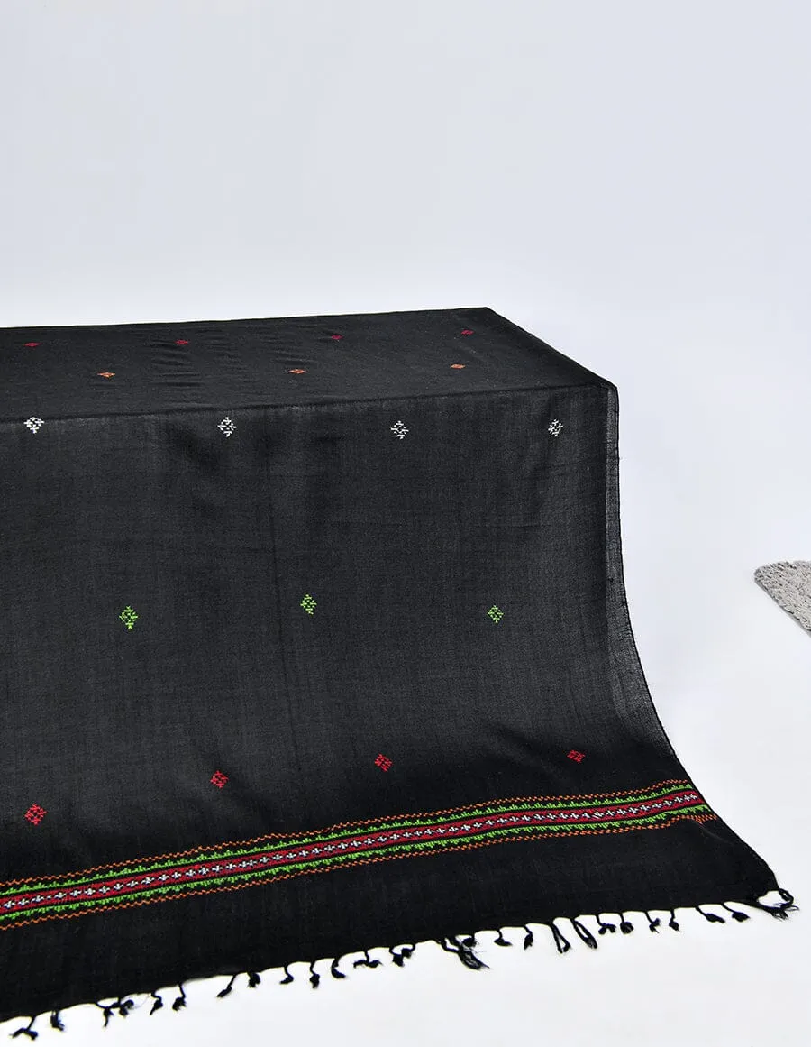 Embroidered Shawl CS-101 Black