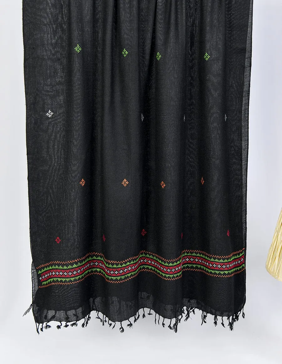 Embroidered Shawl CS-101 Black
