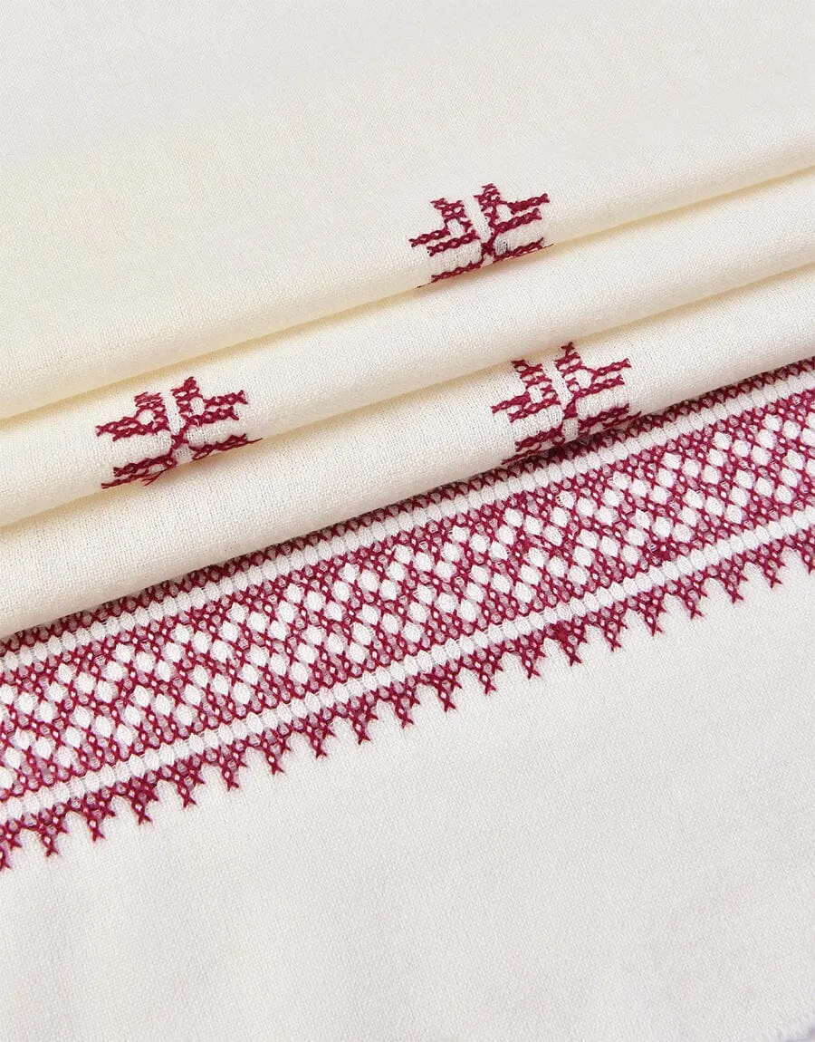 Embroidered Shawl CS-108 Off White