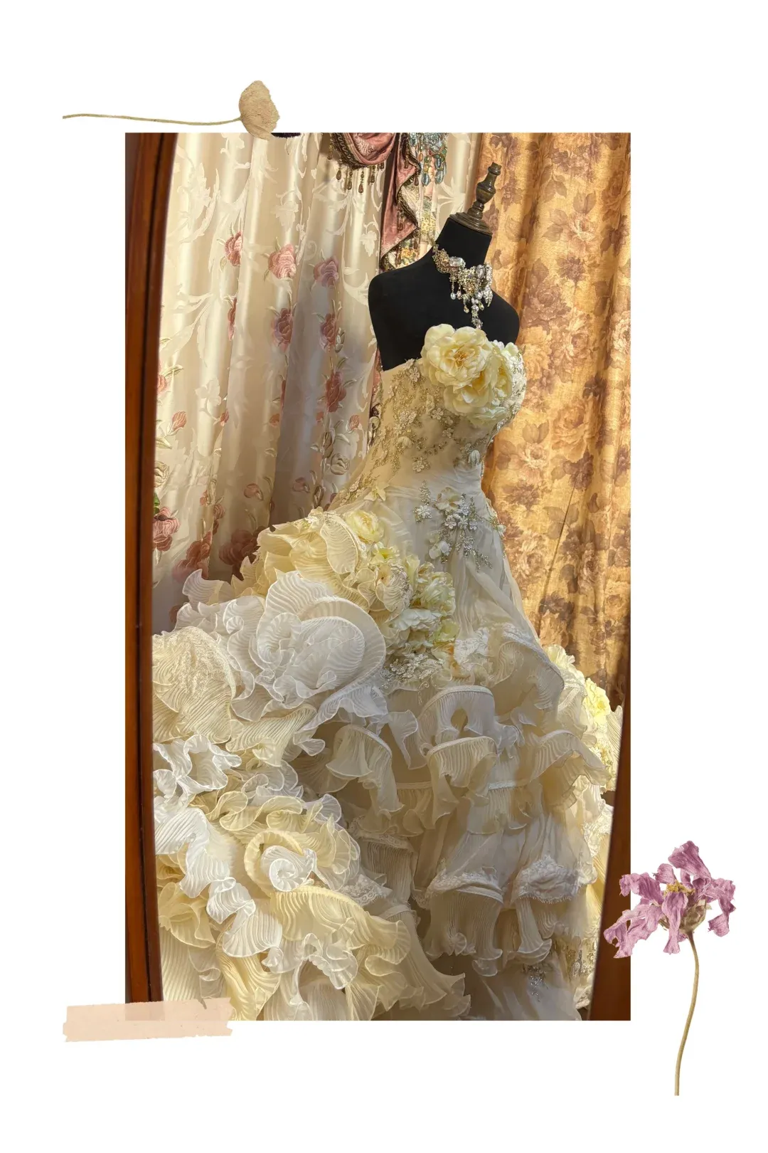 Ivory Strapless A-Line Appliques Ruffles Birthday Ball Gowns Formal Evening Gowns, D1119
