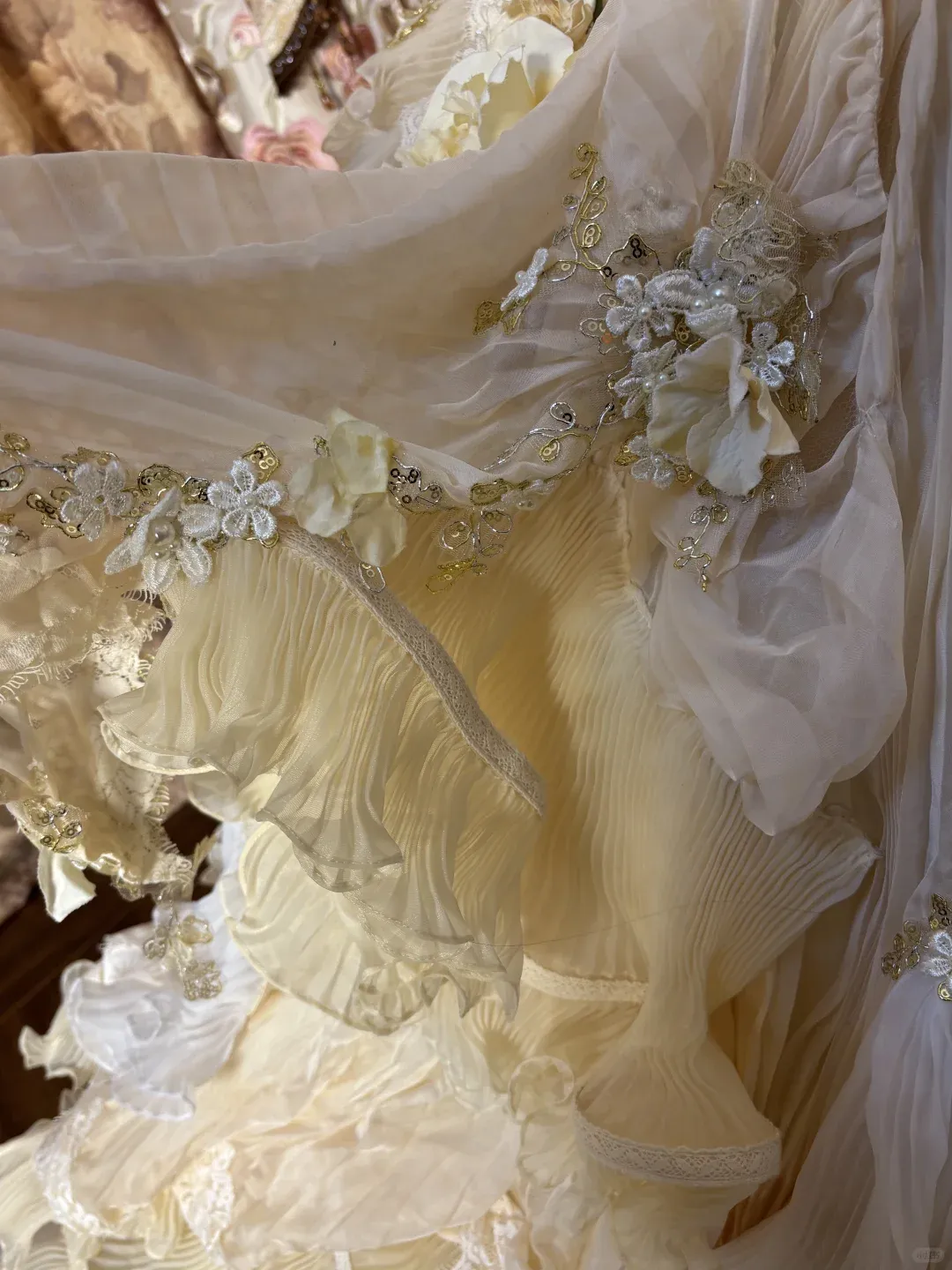Ivory Strapless A-Line Appliques Ruffles Birthday Ball Gowns Formal Evening Gowns, D1119