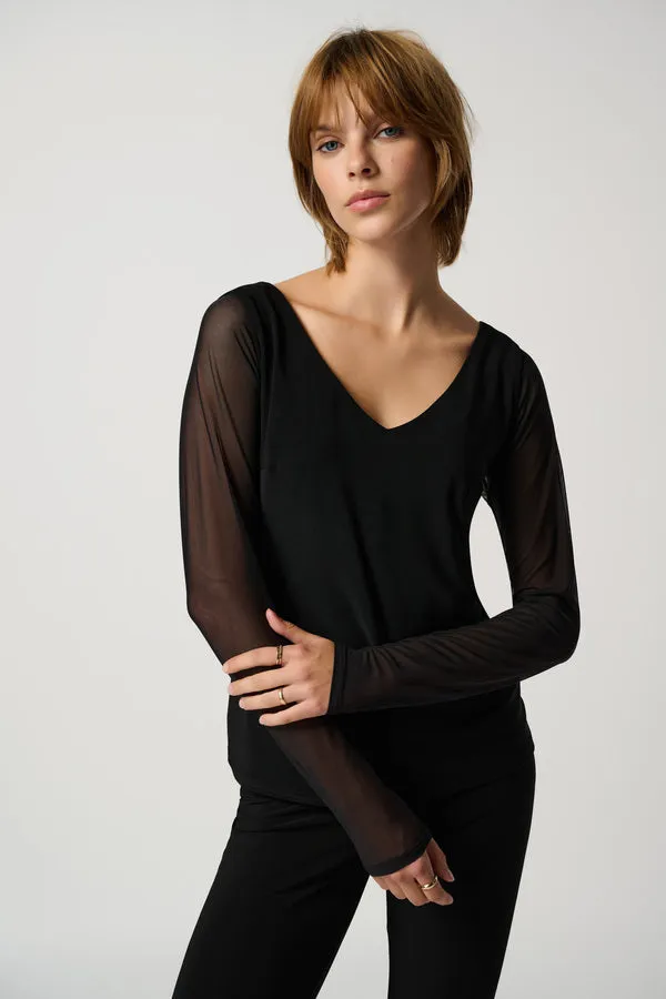 Joseph Ribkoff Black Long Sleeved Mesh Cover Up