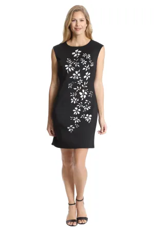 London Times Ember Dress In Black And Ivory