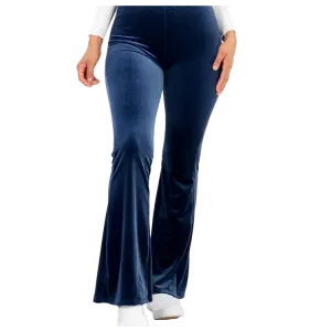 Navy Velour Flared Leggings