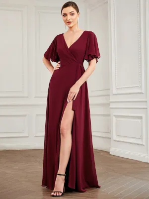 Robe de soirée Mousseline Manches flottantes et à taille haute