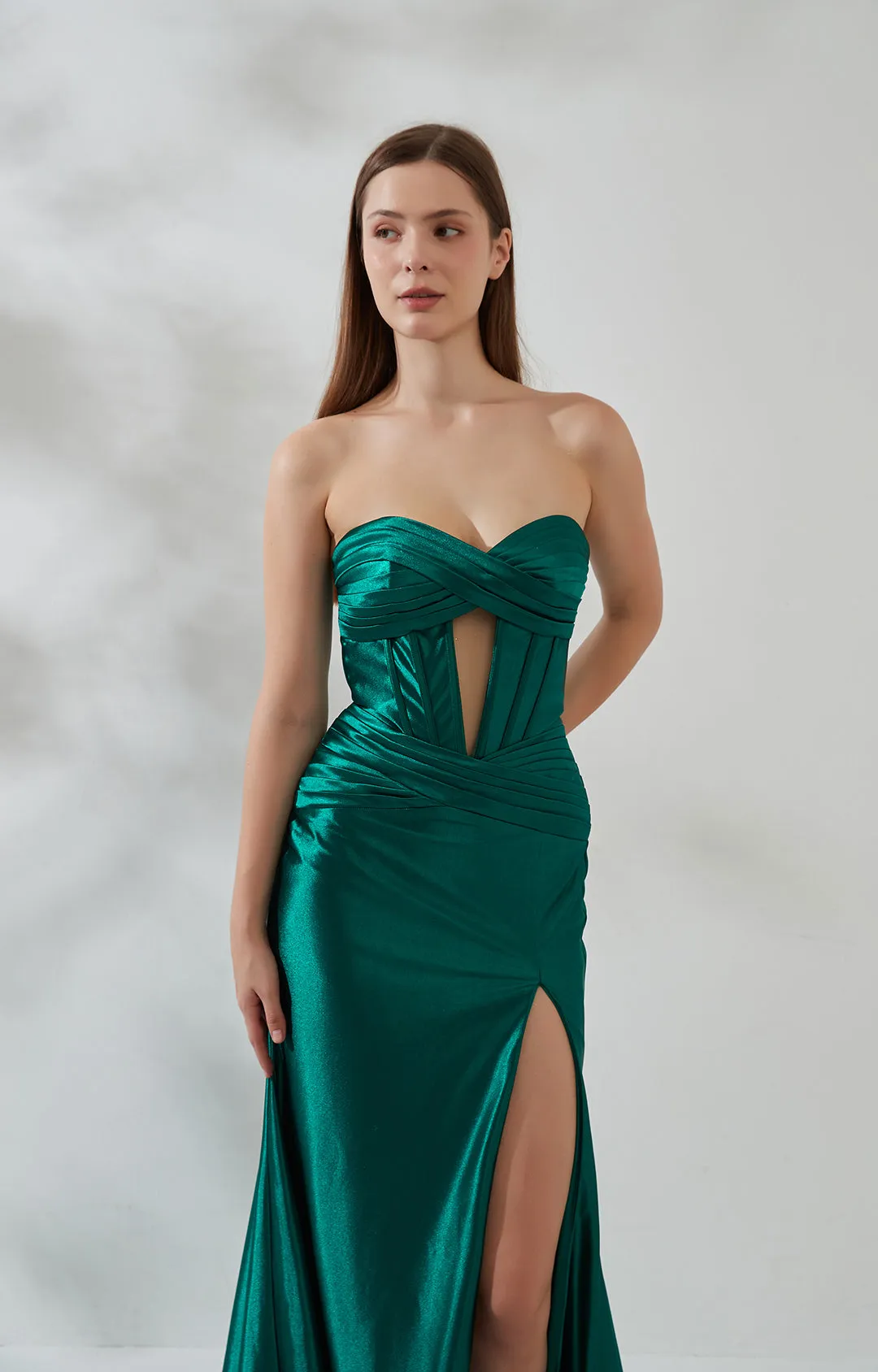 Strapless Sweetheart Collar Cutout High Split Mermaid Dress