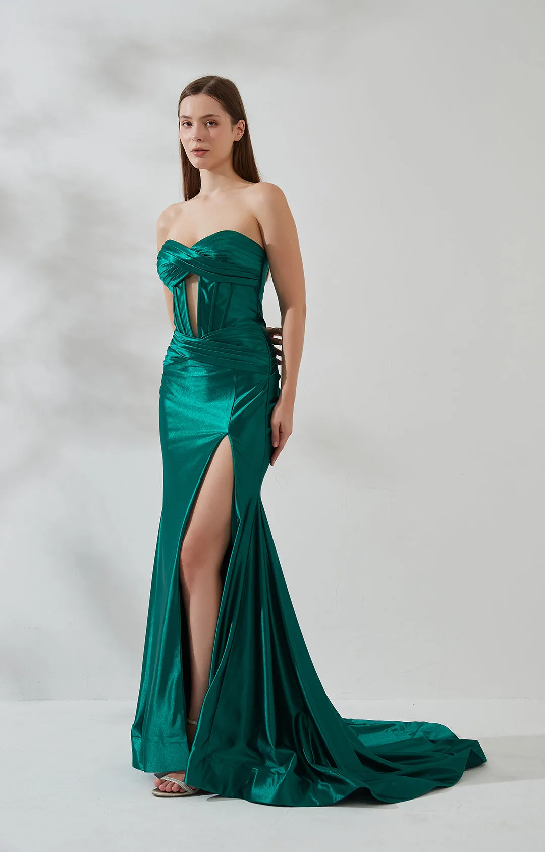Strapless Sweetheart Collar Cutout High Split Mermaid Dress