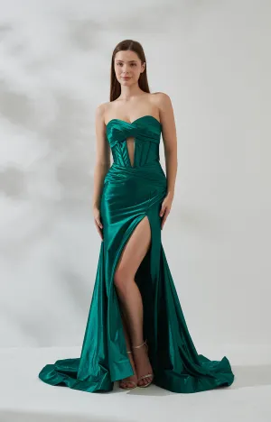 Strapless Sweetheart Collar Cutout High Split Mermaid Dress