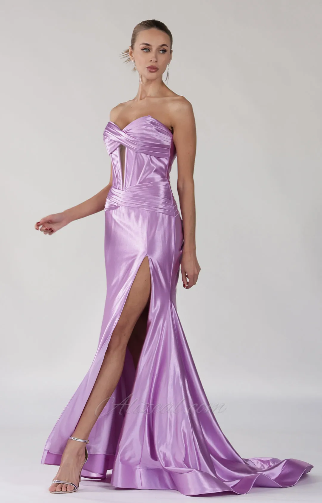 Strapless Sweetheart Collar Cutout High Split Mermaid Dress