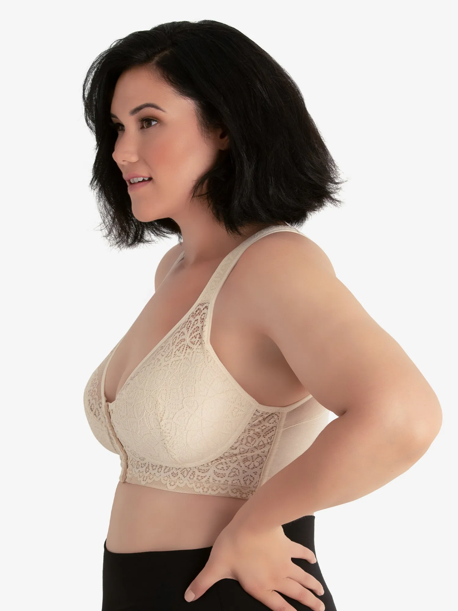 The Nora - Shimmer Support Back Lace Front-Closure Bra