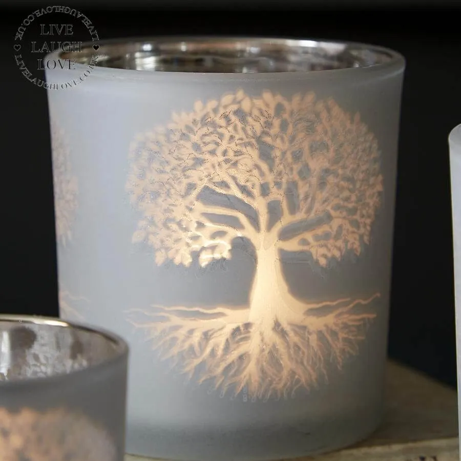 Tree Of Life Antique Silver Tea Light Holder