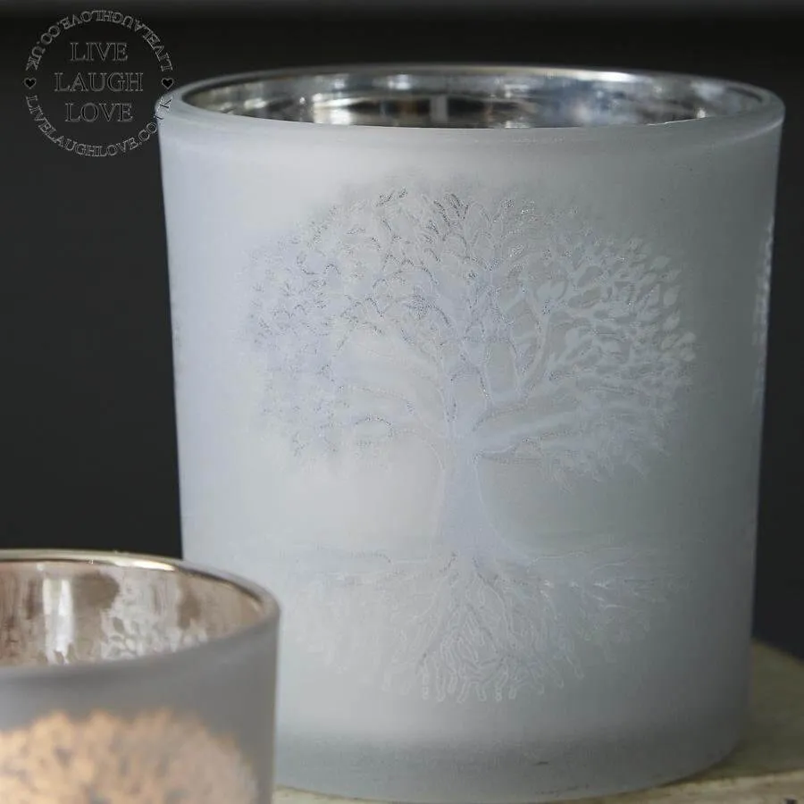 Tree Of Life Antique Silver Tea Light Holder