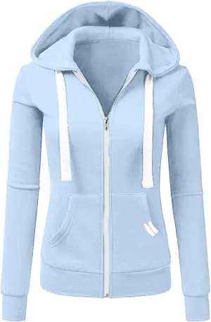 Womens Zip Up Hoodies Long Sleeve Slim Fit Hooded Sweatshirts 2024 Casual Lightweight Jacket Streetwear Hoodies