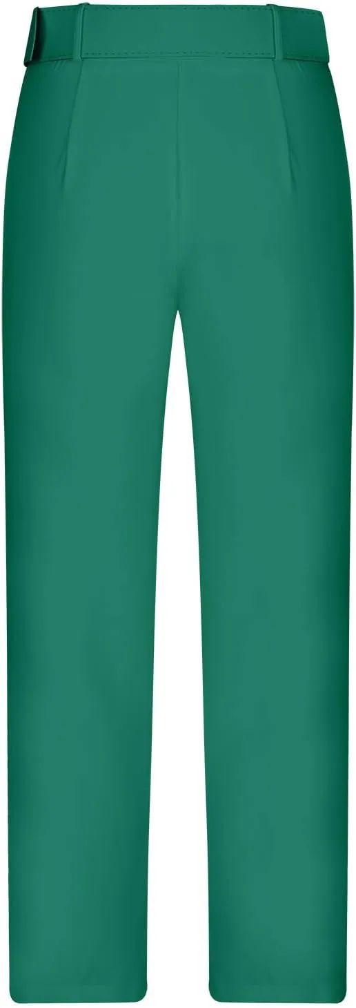 Work Pants for Women Office High Waist Comfy Cropped Business Casual Pockets Slim Fit Trousers with Belt